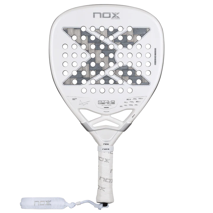 NOX AT10 Luxury Genius Attack 12K Alum Xtrem 2026 – raquette de padel blanche, vue de face